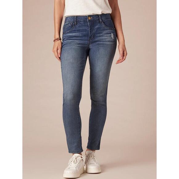 DEMOCRACY Women's Modern "Ab"solution High Rise Luxe Blue Skinny Jeans Size 16 - Picture 1 of 12